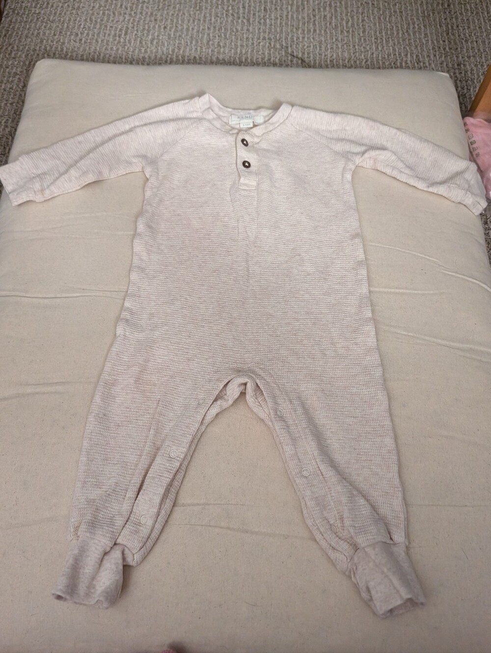 Colored Organics Kendi, Crosby Waffle Knit Henley Romper, 6-12M